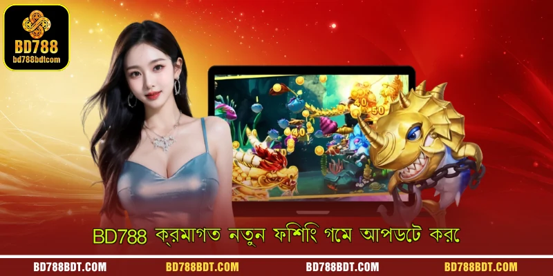 A promotional graphic illustrating how the BD788 platform continuously updates its lobby with new and exciting fishing games for players
