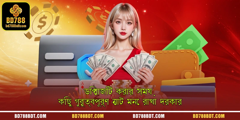 An instructional graphic highlighting the important notes and precautions users need to remember while making a secure deposit on BD788