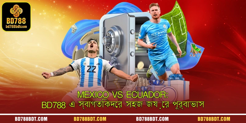 A sports betting preview graphic showing the host team win prediction for the Mexico vs Ecuador match on BD788