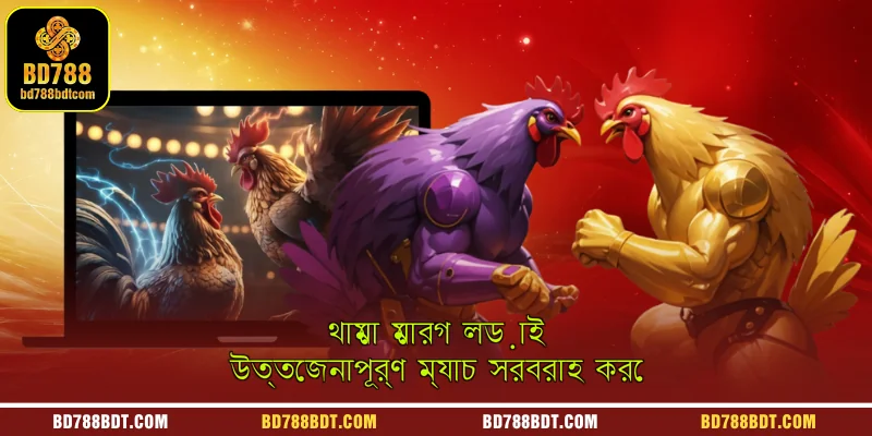 A promotional graphic illustrating how cockfighting (Morog Lorai) provides an exceptionally exciting and thrilling entertainment match experience on the BD788 platform