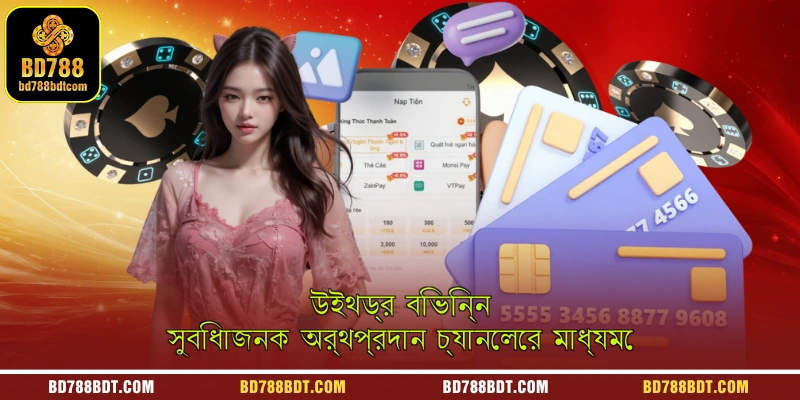 An informational graphic showcasing how to securely withdraw funds through various convenient payment channels on the BD788 platform