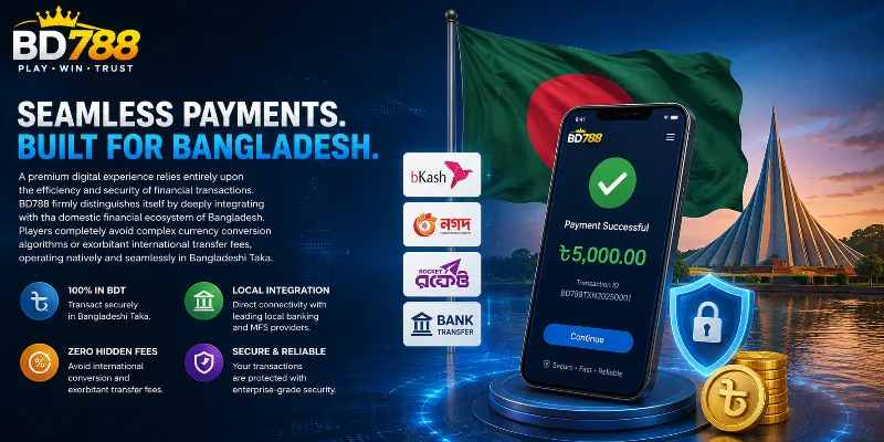 BD788 secure financial transactions deeply integrated with the domestic financial ecosystem of Bangladesh, offering native and seamless operations in Bangladeshi Taka without conversion fees.