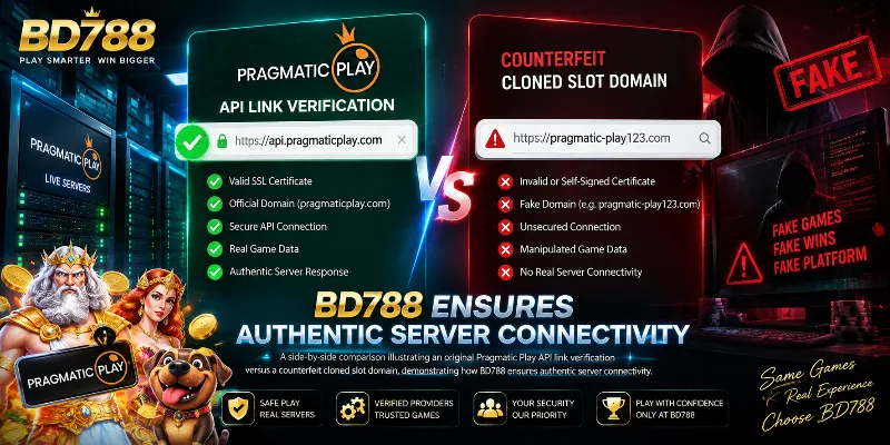 A digital interface showing BD788's direct integration with top-tier slot developers like Pragmatic Play, PG Soft, and JILI Games